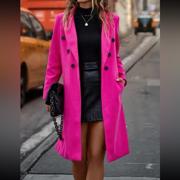 Plus size lapel collar double breasted overcoat jacket - Picture 9 of 16